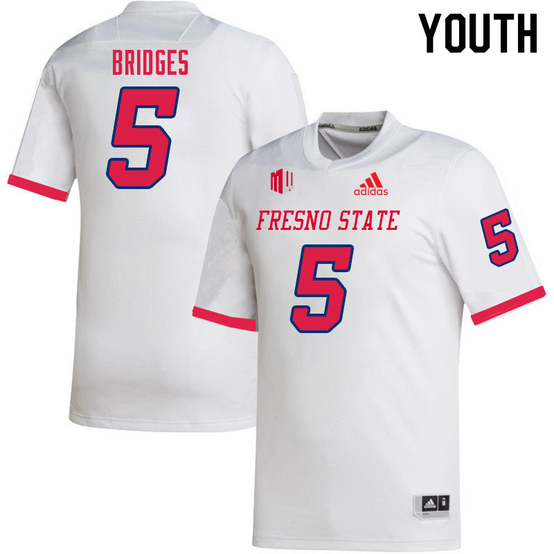 Youth #5 Devo Bridges Fresno State Bulldogs College Football Jerseys Sale-White
